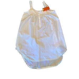 NWT Soie Rose Womens White Sleeveless Top With Lace Trim & Button Detail - Size